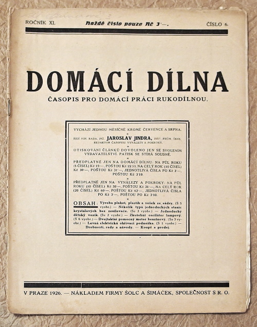 casopis domaci dilna 1921 c6 - noviny, časopisy, kalendáře