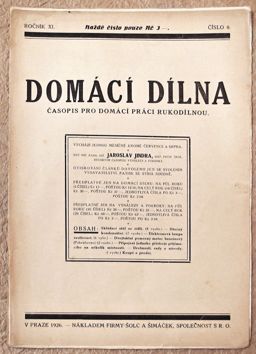 casopis domaci dilna 1921 c8 - noviny, časopisy, kalendáře