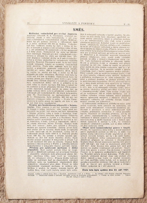 casopis vynalezy a pokroky 1921 rocnik XI cislo1a - noviny, časopisy, kalendáře
