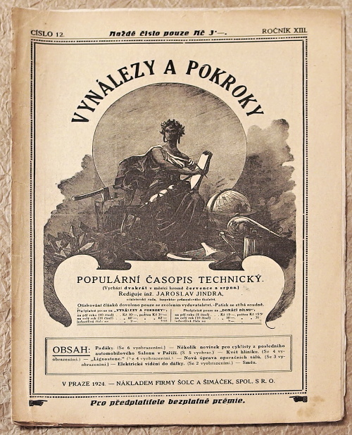 casopis vynalezy a pokroky 1923 rocnik XIII c12 - noviny, časopisy, kalendáře