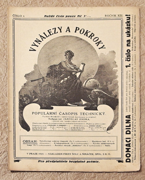 casopis vynalezy a pokroky 1923 rocnik XIII c4 - noviny, časopisy, kalendáře