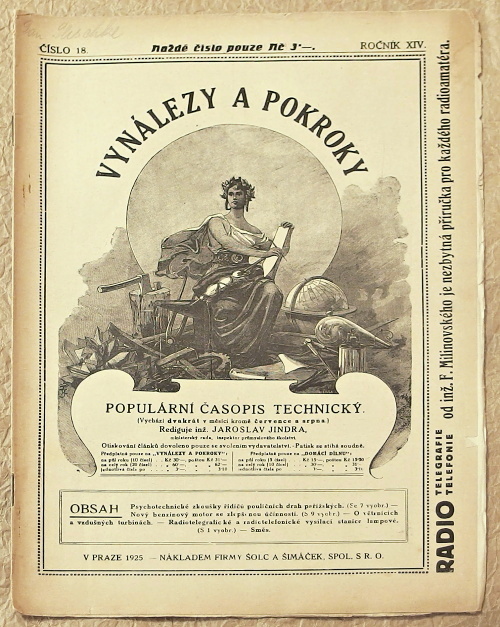 casopis vynalezy a pokroky 1924 rocnik XIV c18 - noviny, časopisy, kalendáře