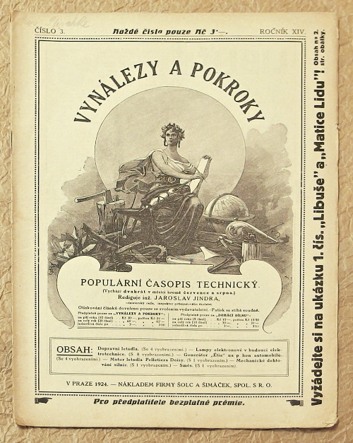 casopis vynalezy a pokroky 1924 rocnik XIV c3 - noviny, časopisy, kalendáře