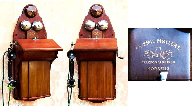 nastenny dreveny telefon Emil Mollers staré TELEFONY - sbírka