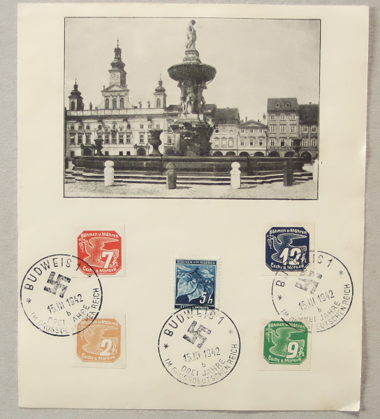 pametni list Budweis 1942 - pohlednice, známky, celistvosti