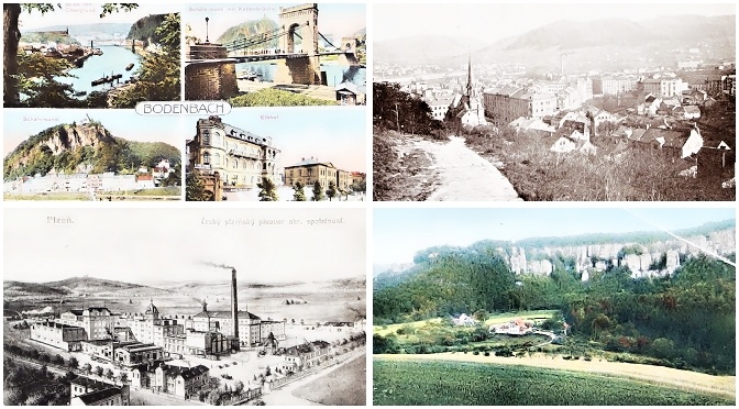 pohlednice Prihrazy Podmokly Bodenbach Plzen - pohlednice, známky, celistvosti