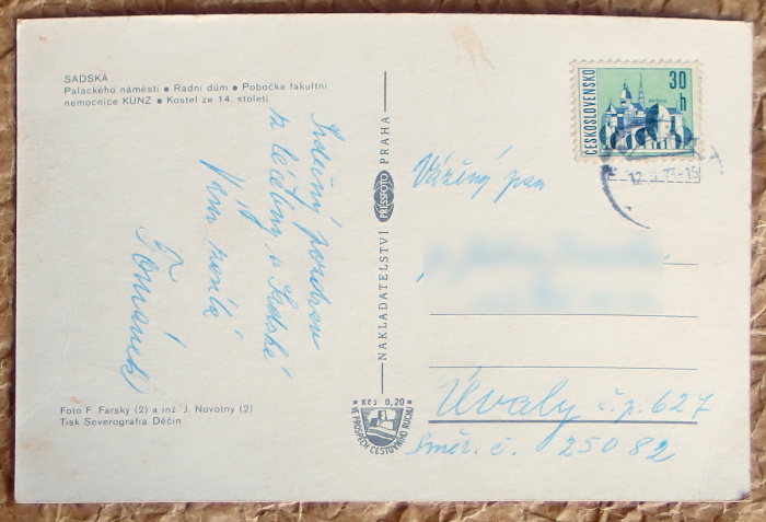 pohlednice Sadska 858a - pohlednice, známky, celistvosti