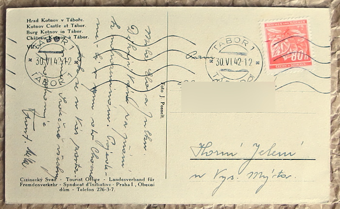 pohlednice Tabor hrad Kotnov 886a - pohlednice, známky, celistvosti
