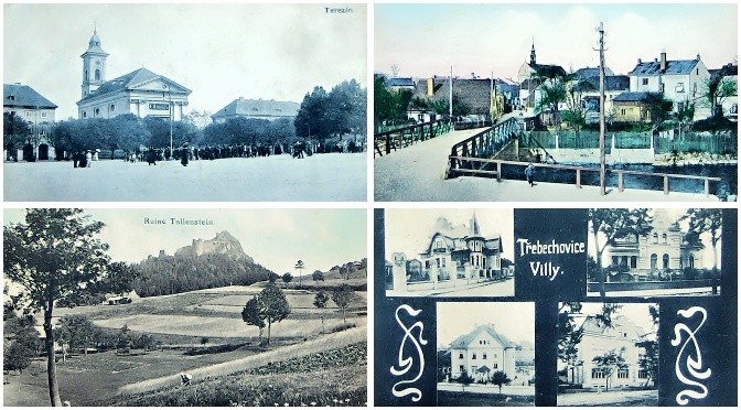 pohlednice Trebon Tachov Terezin Tolstejn Trest Trebechovice - pohlednice, známky, celistvosti