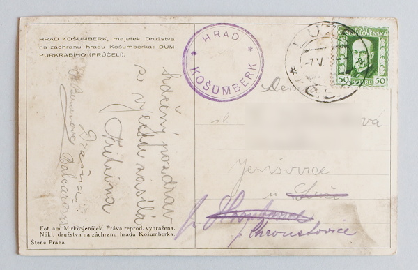 stara pohlednice Kosumberk 509a - pohlednice, známky, celistvosti