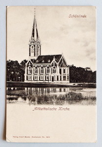 stara pohlednice Krasna Lipa kostel 506 - pohlednice, známky, celistvosti