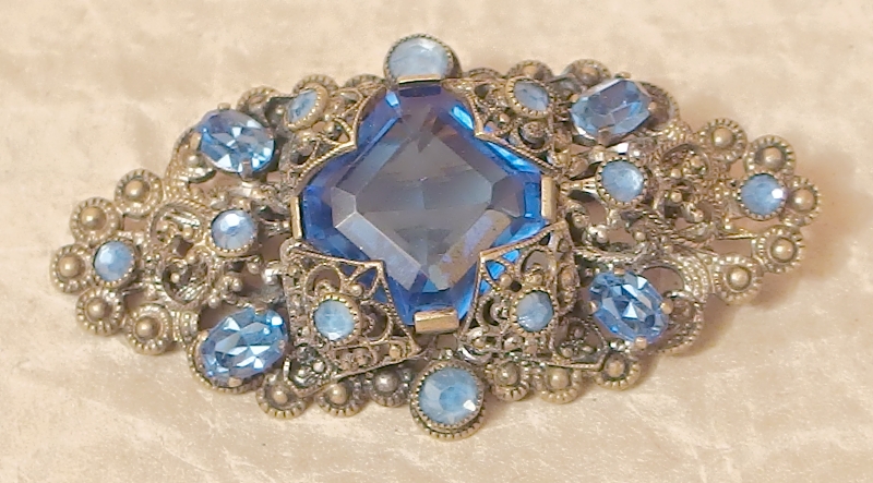 starozitna broz modre kaminky 25d - šperky, hodinky, odznaky
