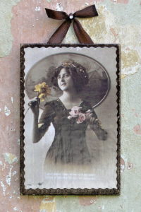 vintage obrazek divka s ruzi PROJEKTY